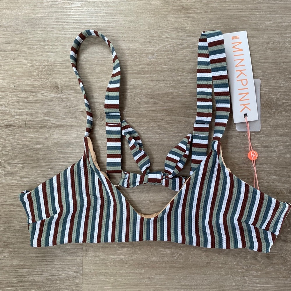 New Mink Pink Stripe Bikini Top